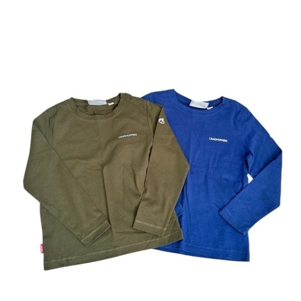 Craghoppers Kids Long Sleeve Tees - Olive and Blue
